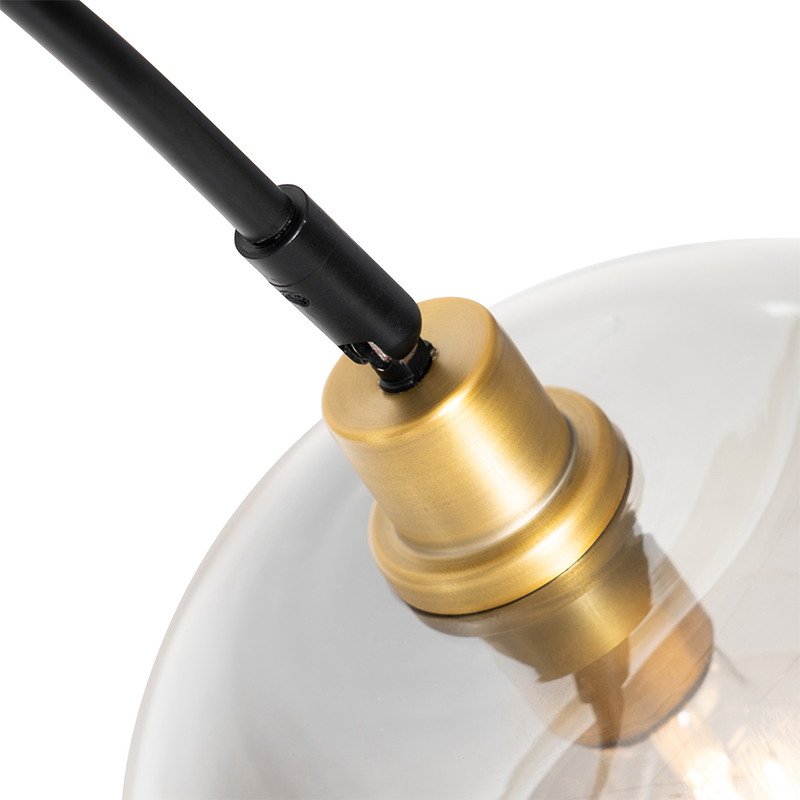 Lampadaire arc intelligent noir avec verre doré et fumé avec WiFi G95 - Zuzanna