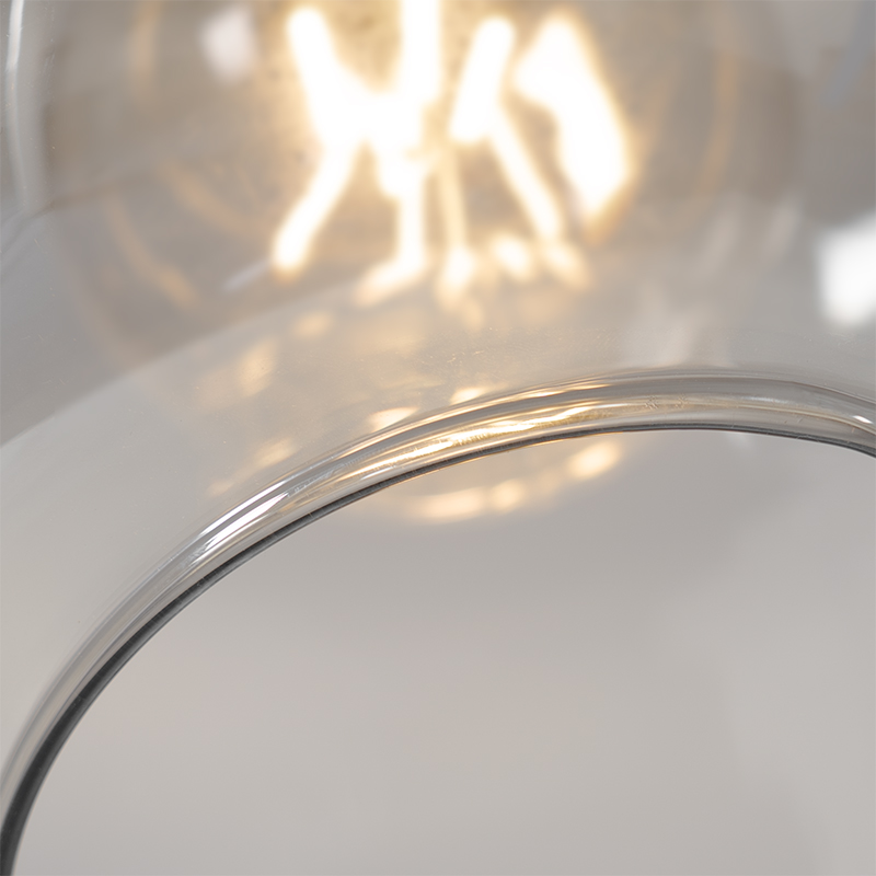 Lampadaire arc intelligent noir avec verre doré et fumé avec WiFi G95 - Zuzanna