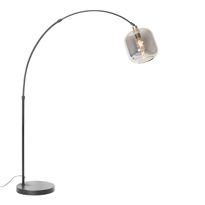 lampe à arc noir avec or avec verre fumé - zuzanna