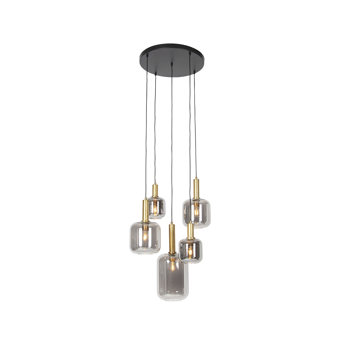 Hanging lamp black with gold with smoke glass 5 lights - Zuzanna