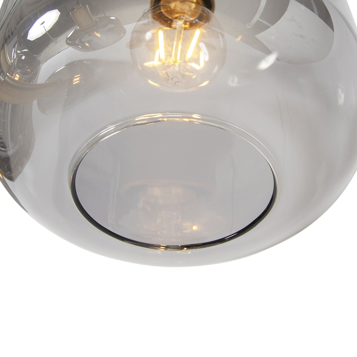 Hängelampe schwarz mit Gold mit Rauchglas 5-flammig – Zuzanna
