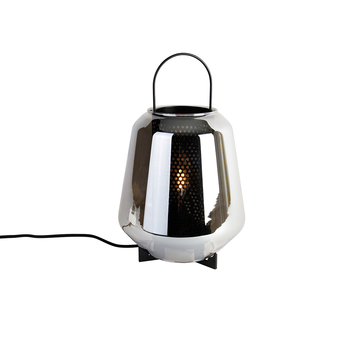 E-shop Stolná lampa Art Deco čierna s dymovým sklom 23 cm - Kevin