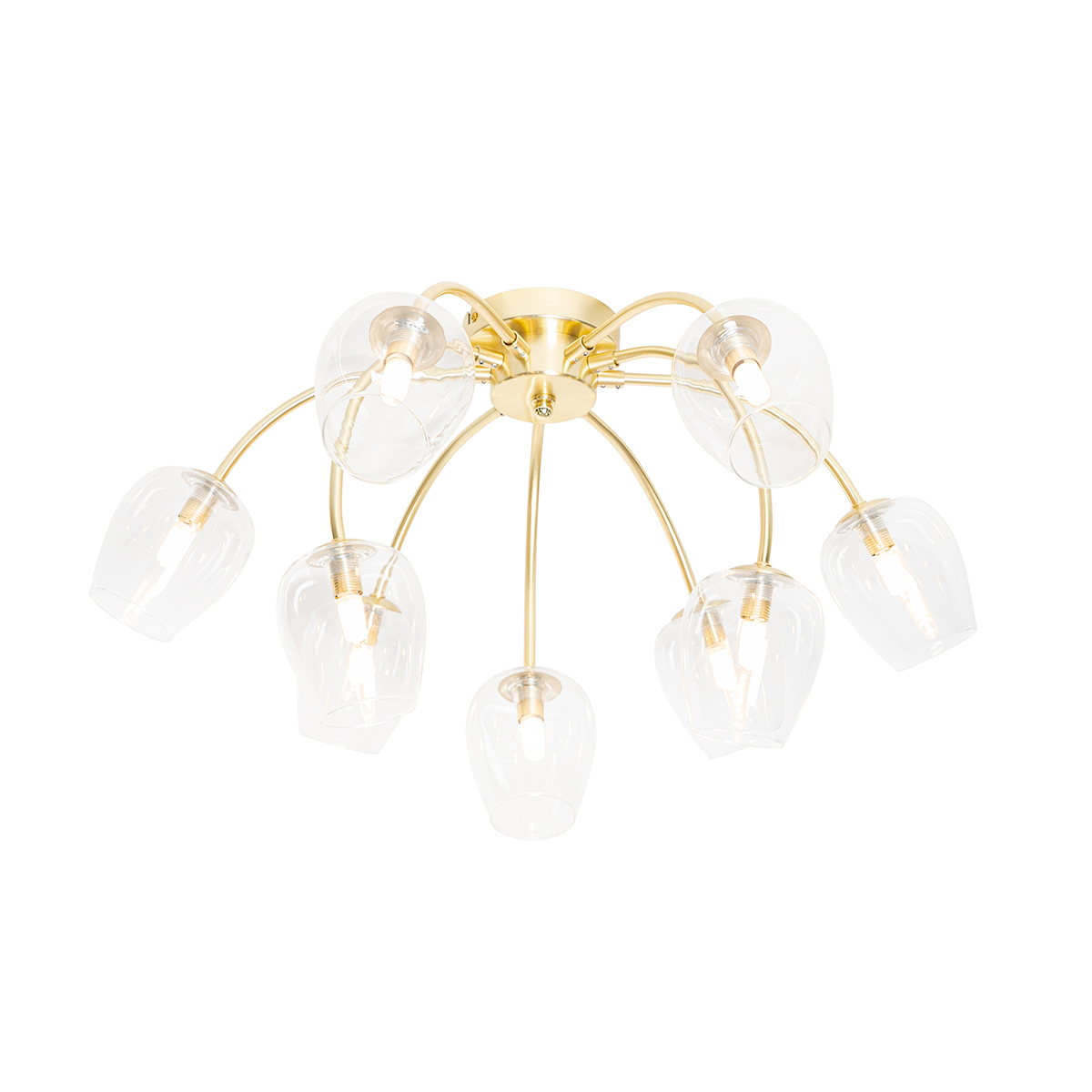 Classic ceiling lamp gold with glass 9 lights - Elien