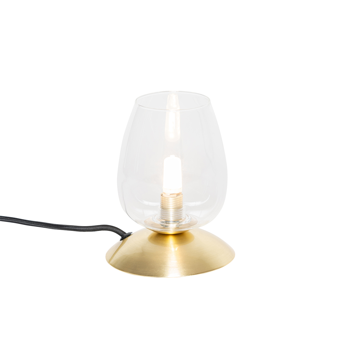 Levně Klasická stolní lampa zlatá se sklem - Elien