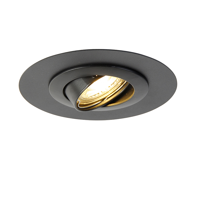 Okrúhle zapustené bodové svetlo čierne sklápateľné s výplňovým krúžkom - Edu