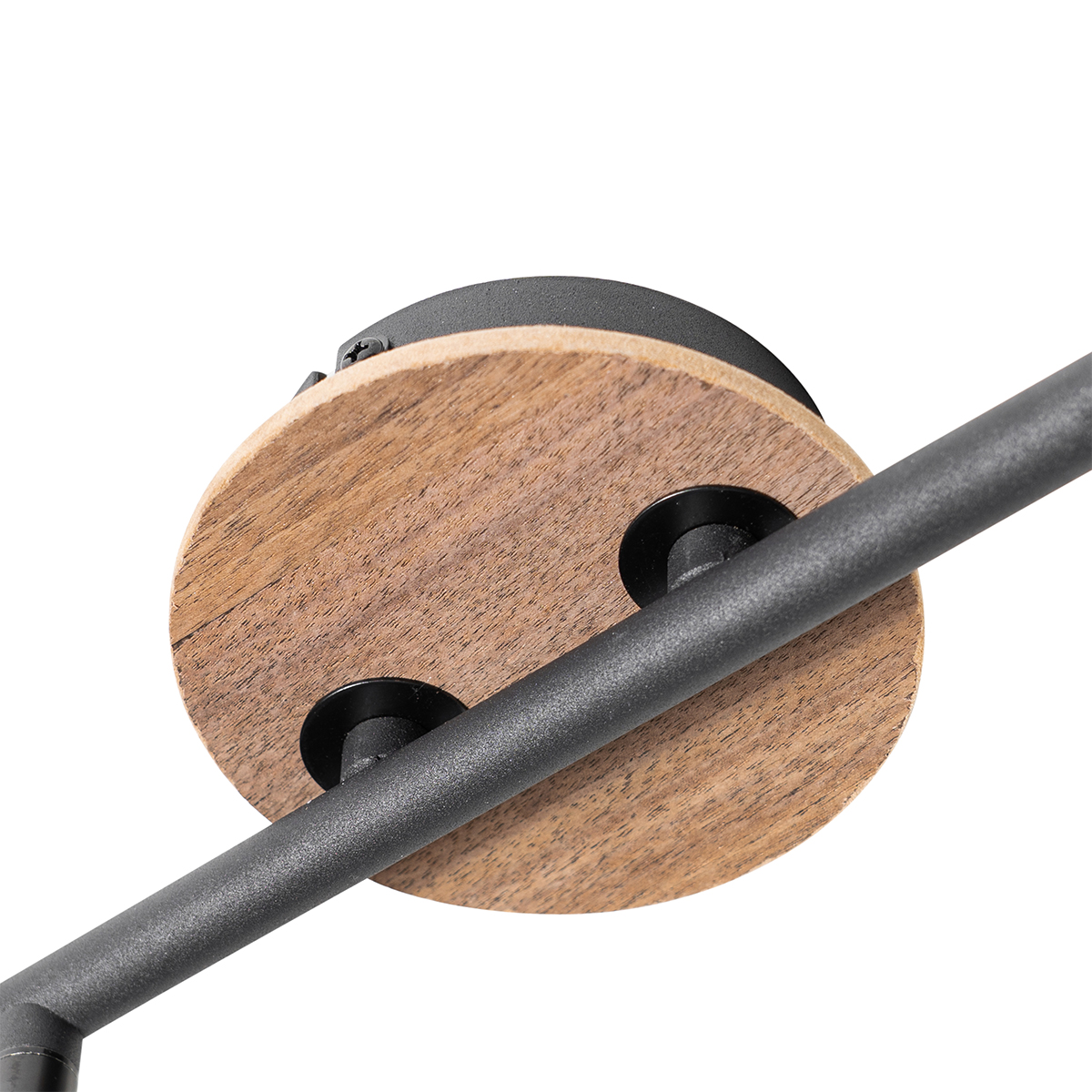 Ceiling Light Black with Smoke Glass and Wood 2-Light - Vidro