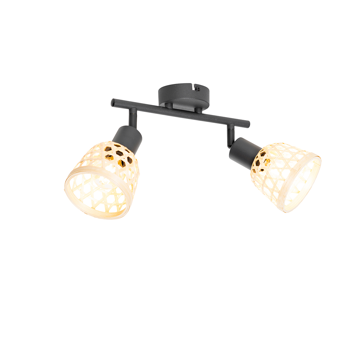 Foco oriental negro con bambú 2 luces - Rayan