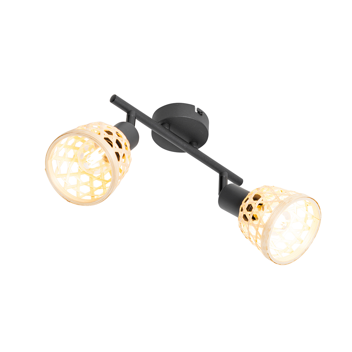 Foco oriental negro con bambú 2 luces - Rayan