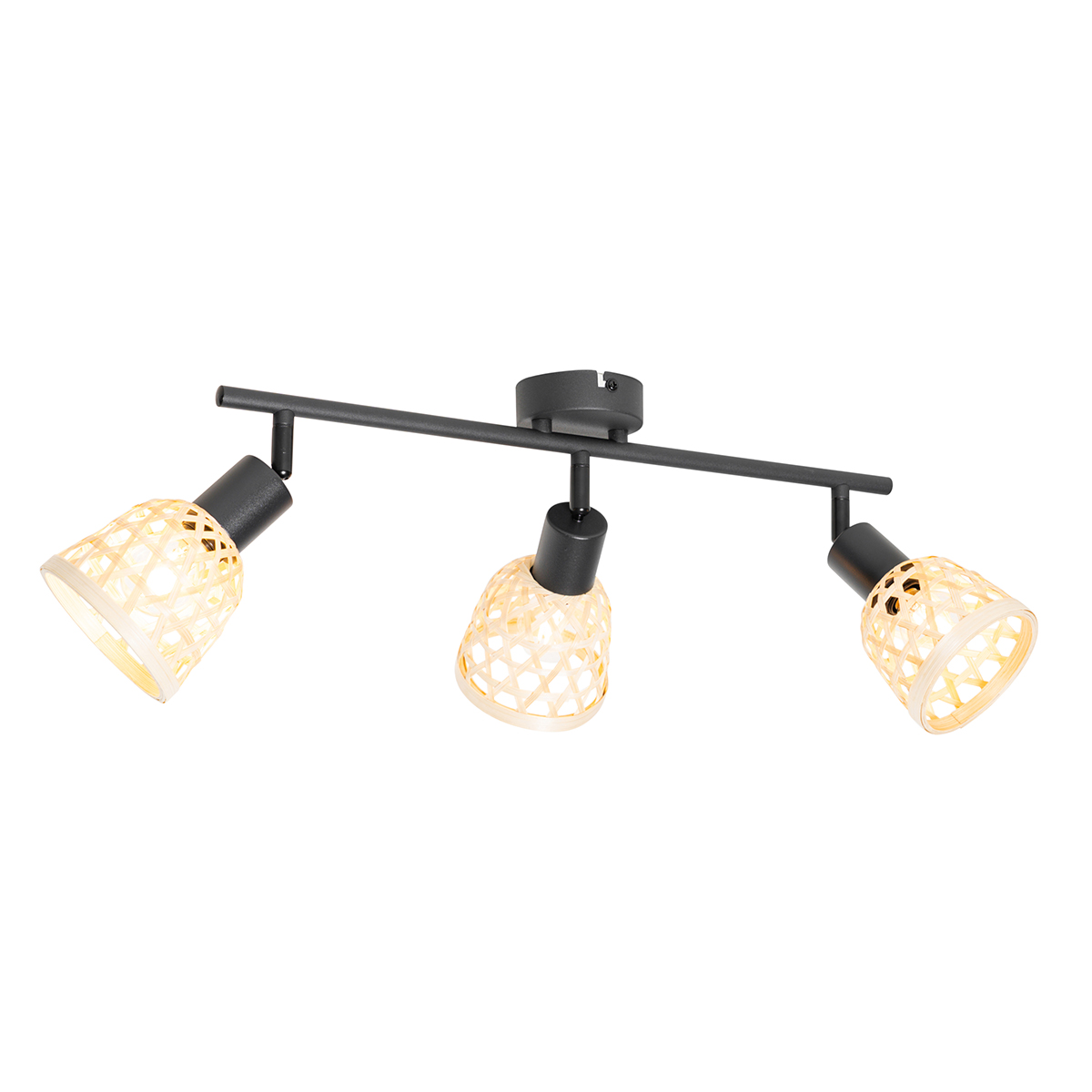 Orientálne bodové svetlo čierne s bambusom 3-svetlo - Rayan