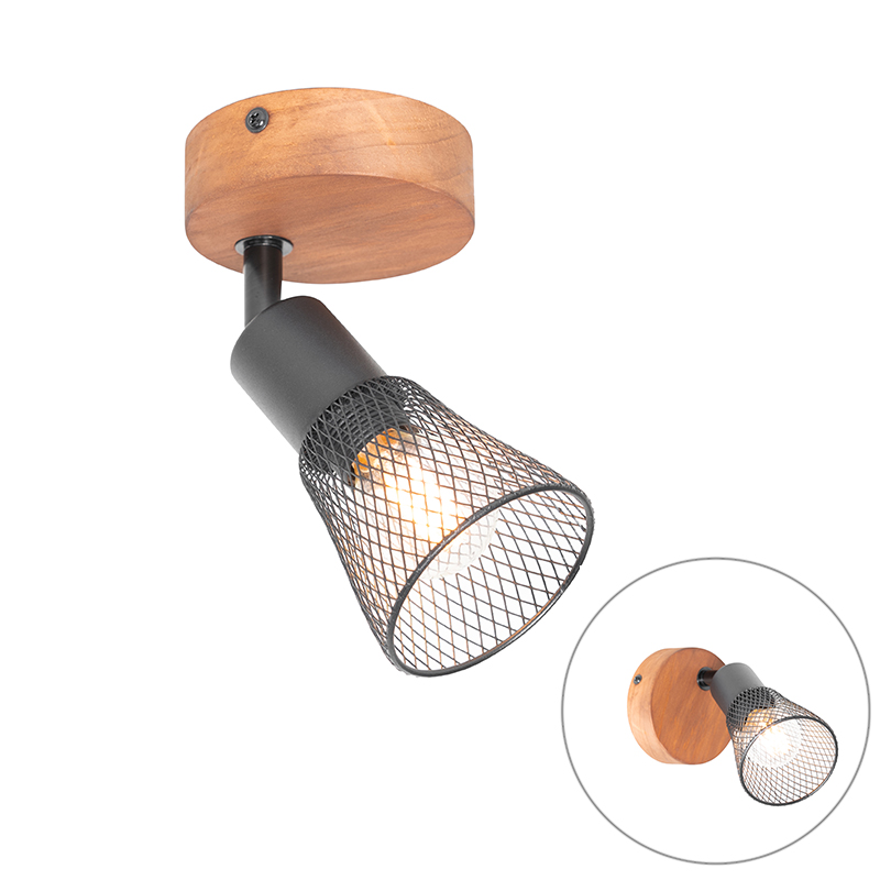 Industriálna bodová čierna s drevom - Kristína