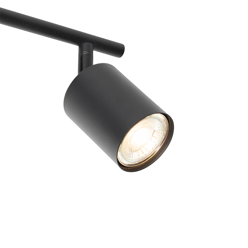Faretto industriale nero con legno inclinabile a 3 luci - Jeana