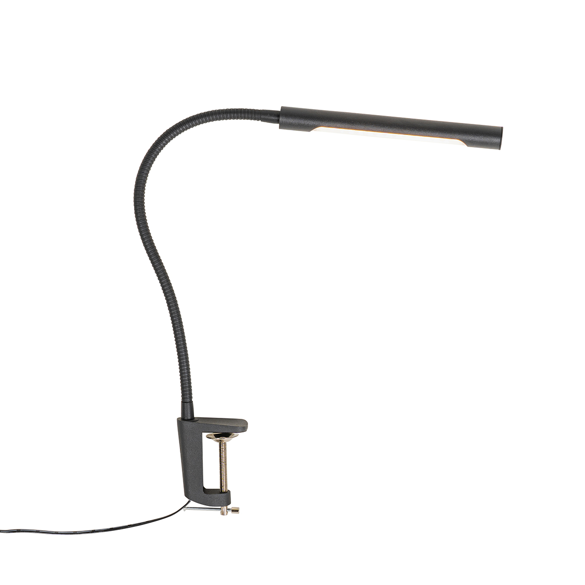 Lampă de birou cu clemă neagră, inclusiv LED cu dimmer tactil - Lionard