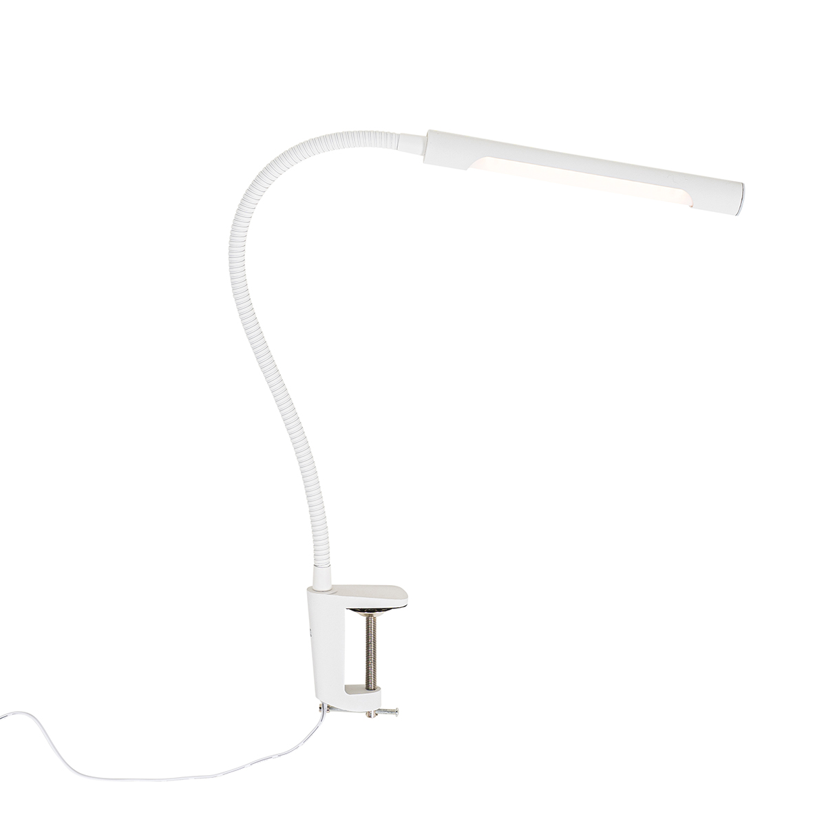 Lampă de birou cu clemă albă cu LED cu dimmer tactil - Lionard