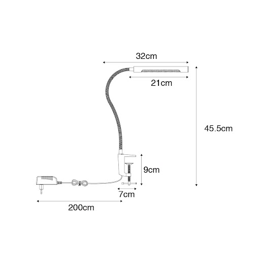 Klemm-Schreibtischlampe Stahl inkl. LED mit Touch-Dimmer - Lionard