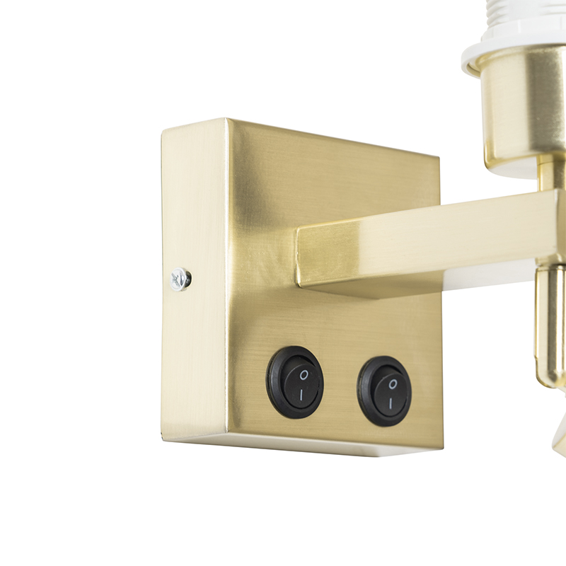 Modern Wall Light Brass with Reading Light - Brescia