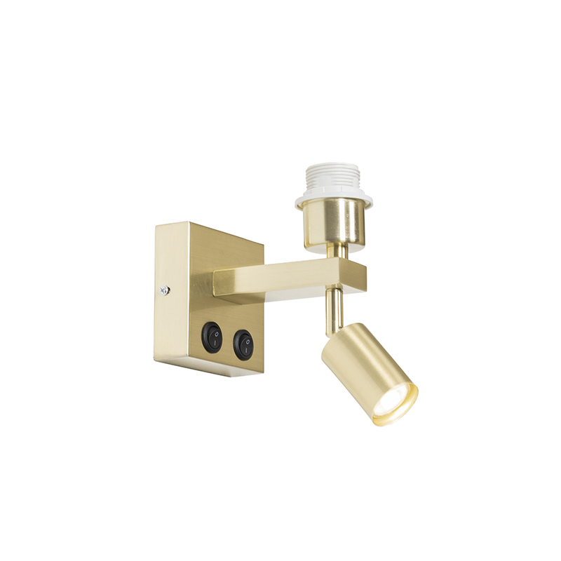 Modern Wall Light Brass with Reading Light - Brescia
