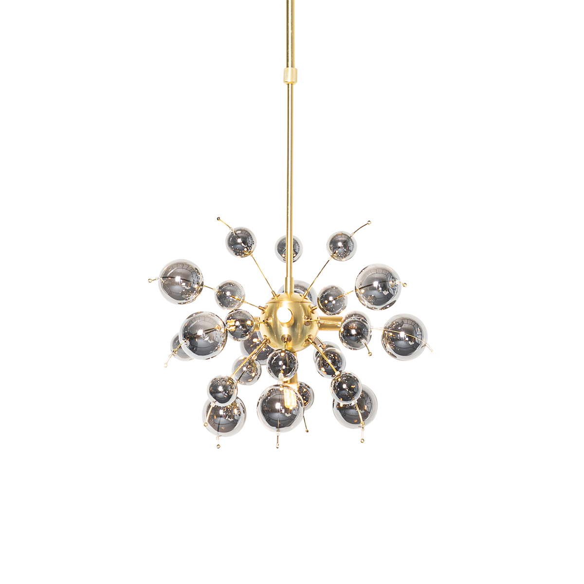 Dizajnové závesné svietidlo mosadz s dymovým sklom 4-svetlo - Explode