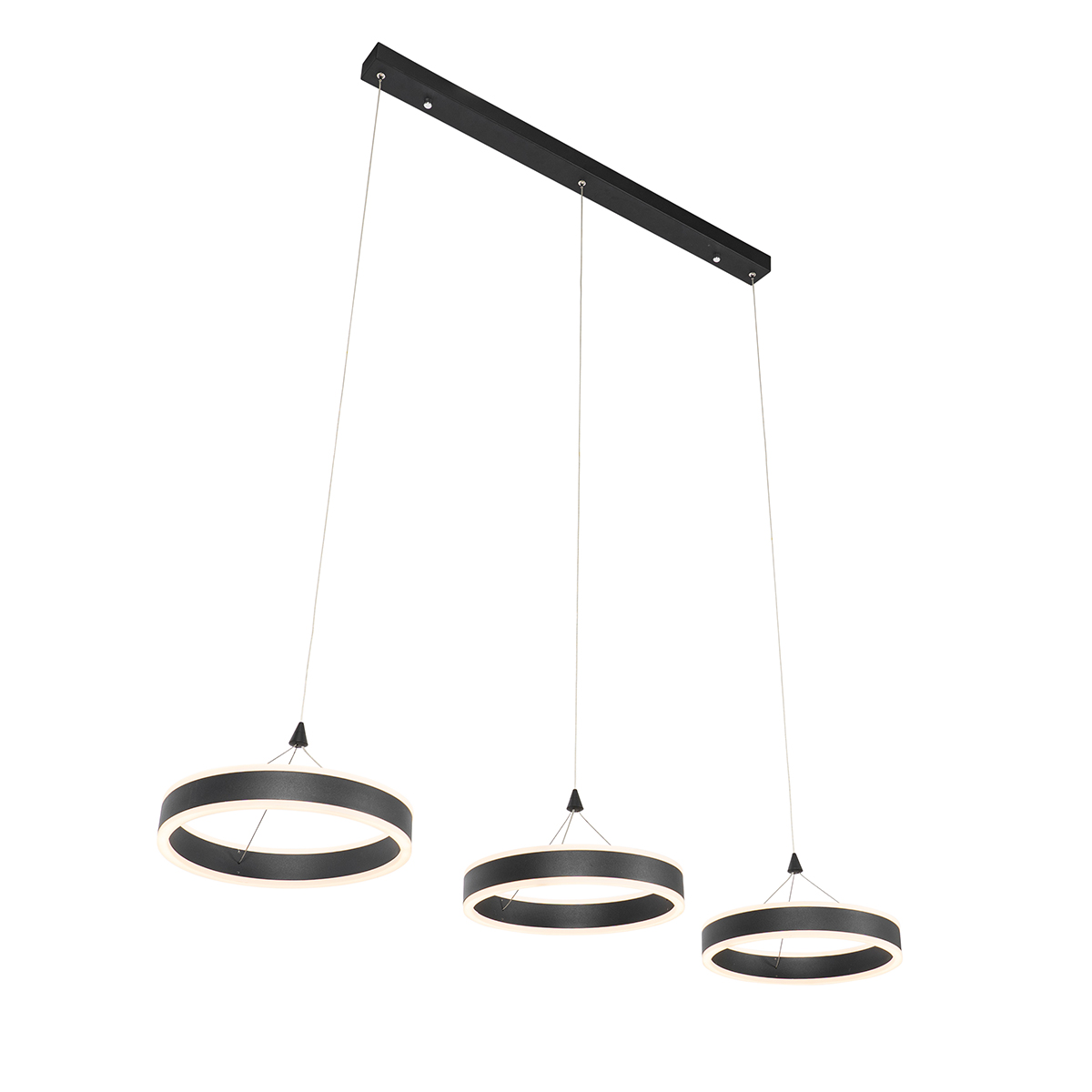 Lampada a sospensione nera oblunga incl. LED dimmerabile a 3 livelli 3 luci - Lyani
