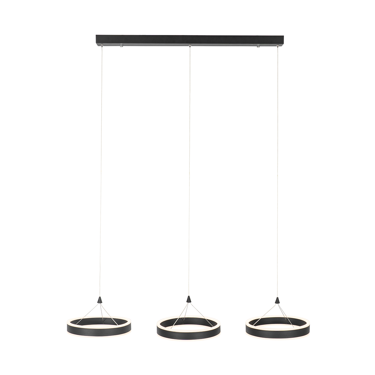 Lampada a sospensione nera oblunga incl. LED dimmerabile a 3 livelli 3 luci - Lyani