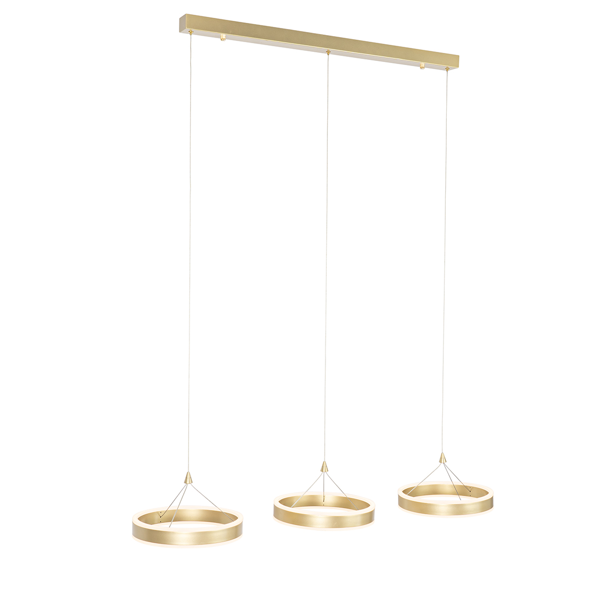 Lampada a sospensione in ottone rettangolare incl. LED dimmerabile a 3 livelli 3 luci - Lyani
