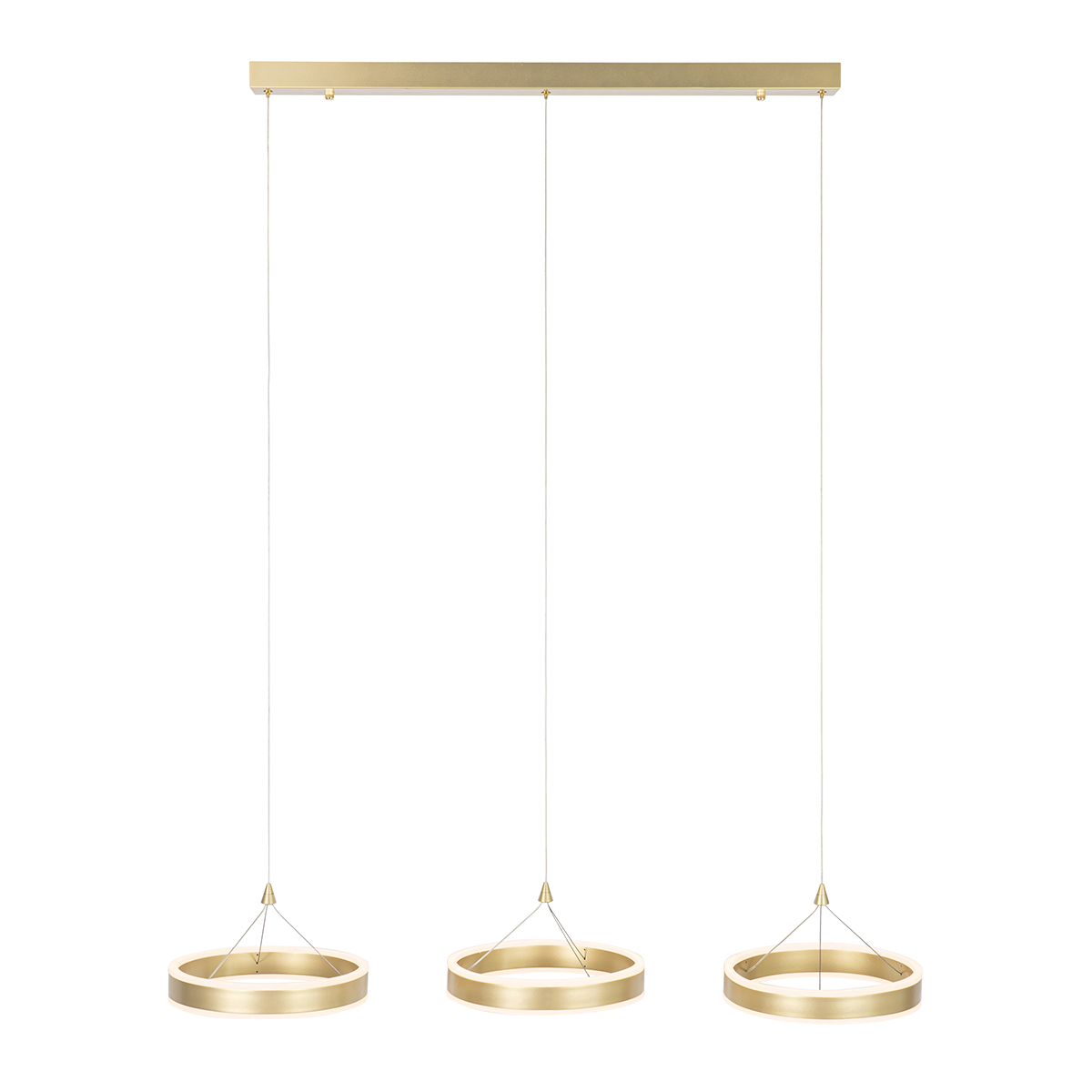 Lampada a sospensione in ottone rettangolare incl. LED dimmerabile a 3 livelli 3 luci - Lyani