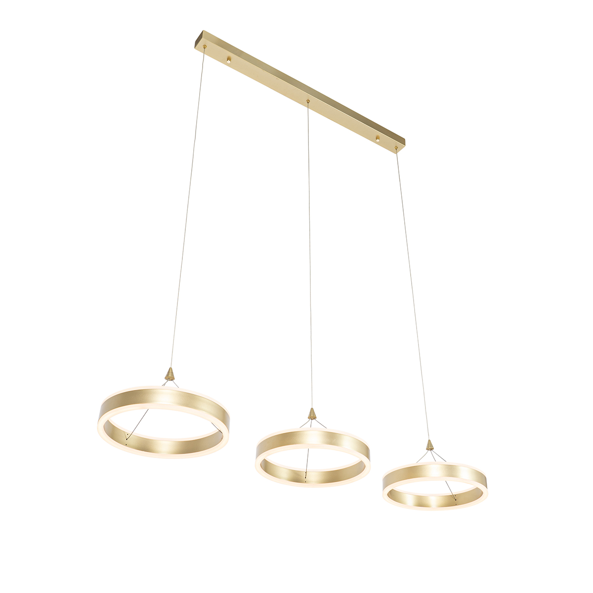 Lampada a sospensione in ottone rettangolare incl. LED dimmerabile a 3 livelli 3 luci - Lyani