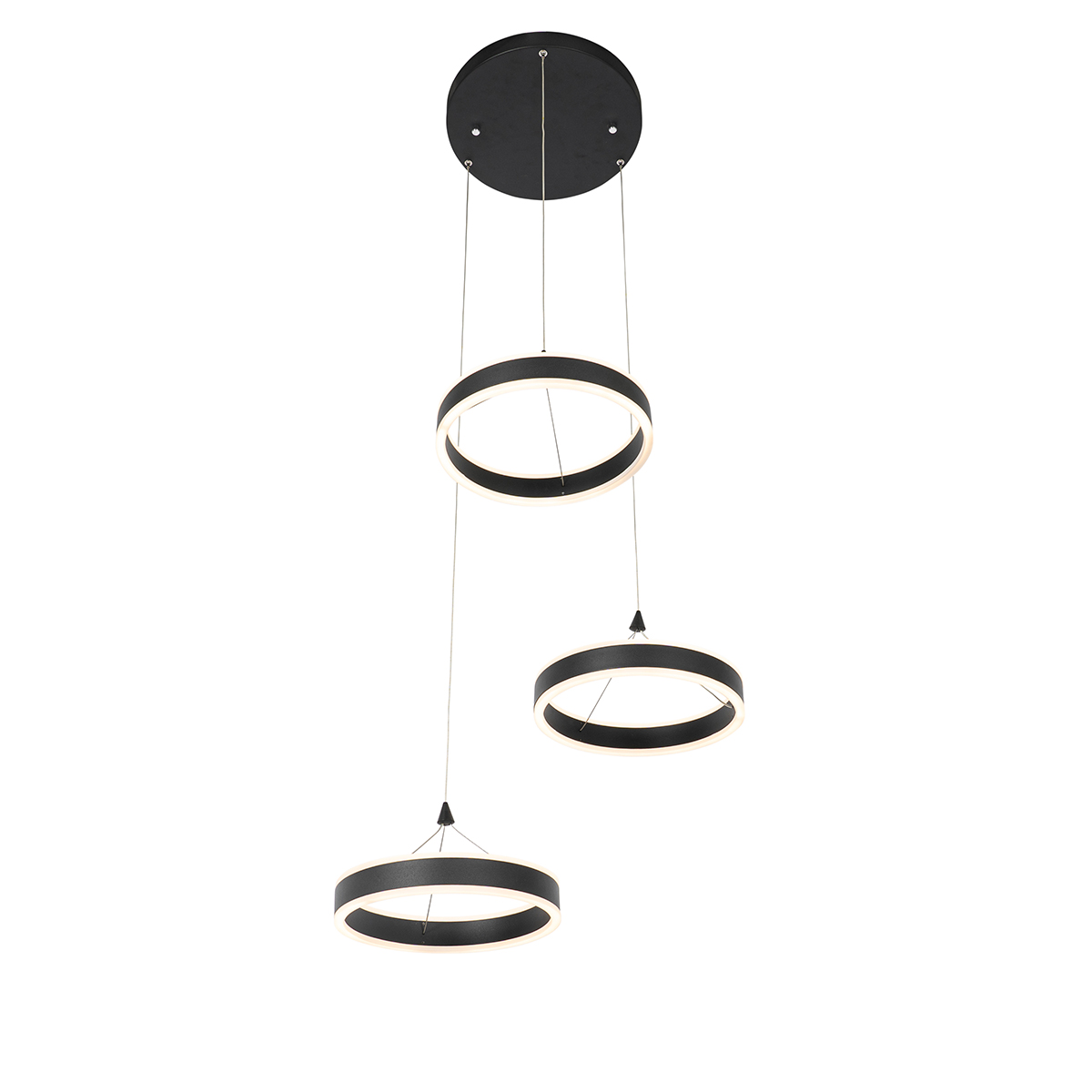 Hängelampe schwarz rund inkl. LED 3-stufig dimmbar 3-Licht - Lyani