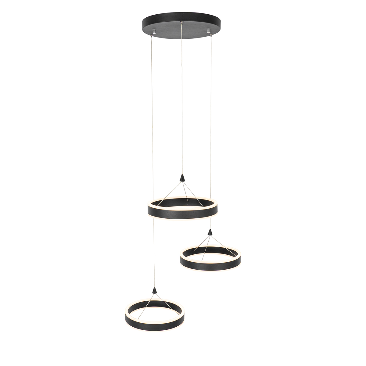 Hängelampe schwarz rund inkl. LED 3-stufig dimmbar 3-Licht - Lyani
