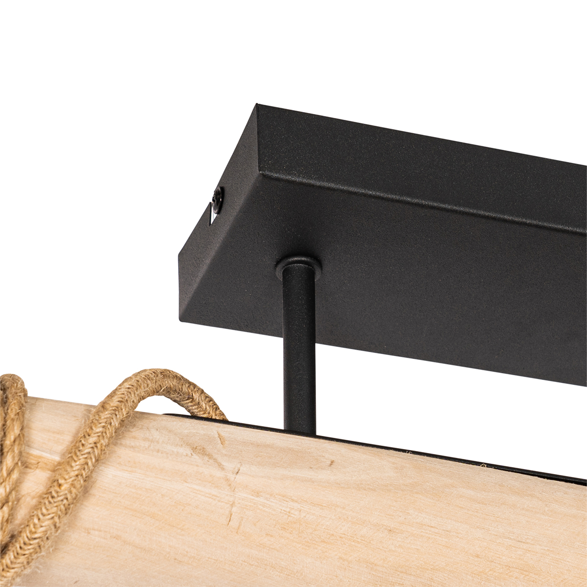 Ländliche Hängelampe schwarz mit Holz 3 Lichter - Yura