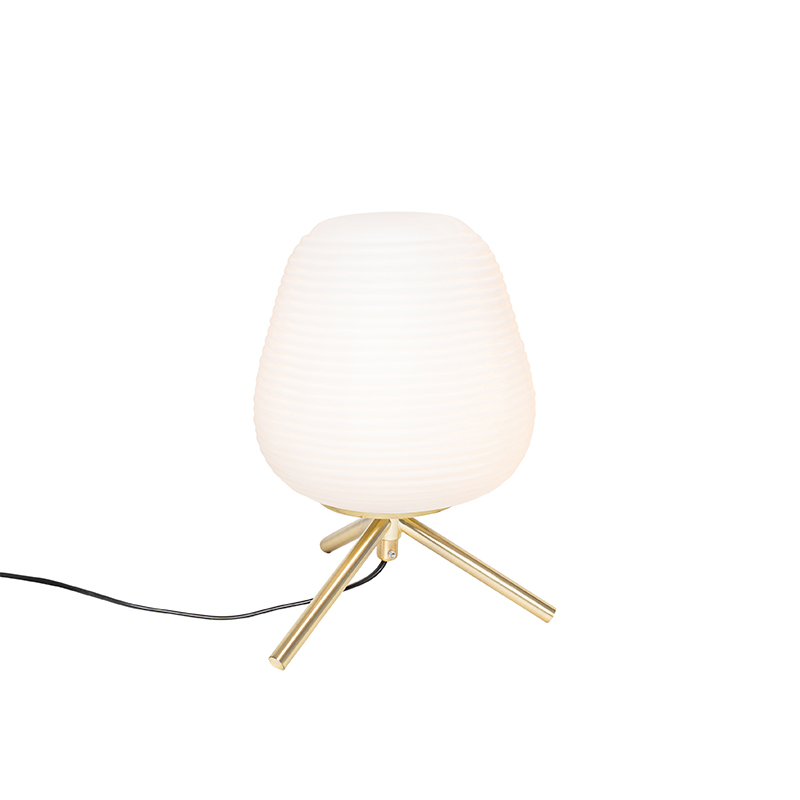 Lampa de masa de design auriu 20 cm cu sticla opal - Hero
