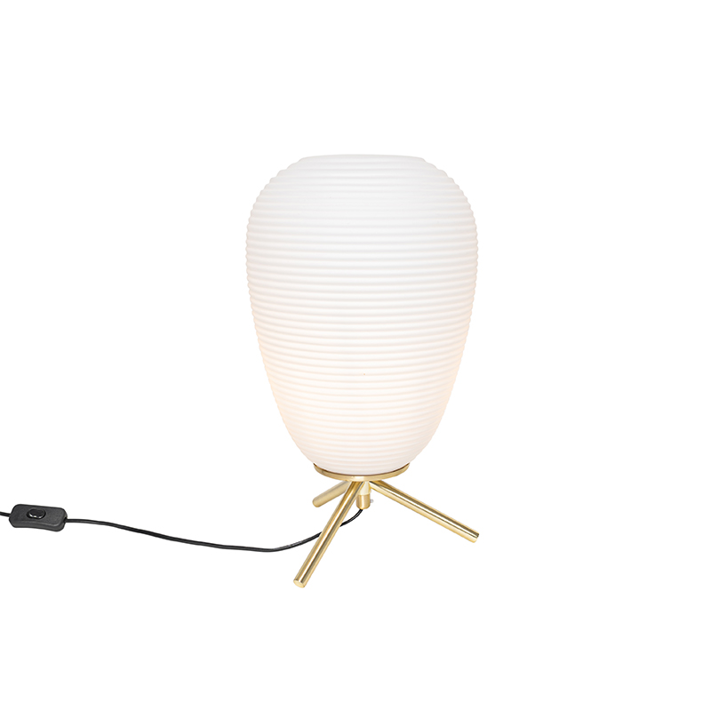 Dizajnová stolná lampa zlaté sklo 24 cm s opálovým sklom - Hero