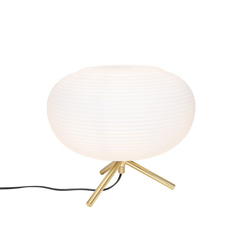 Dizajnová stolná lampa zlatá 33 cm s opálovým sklom - Hero