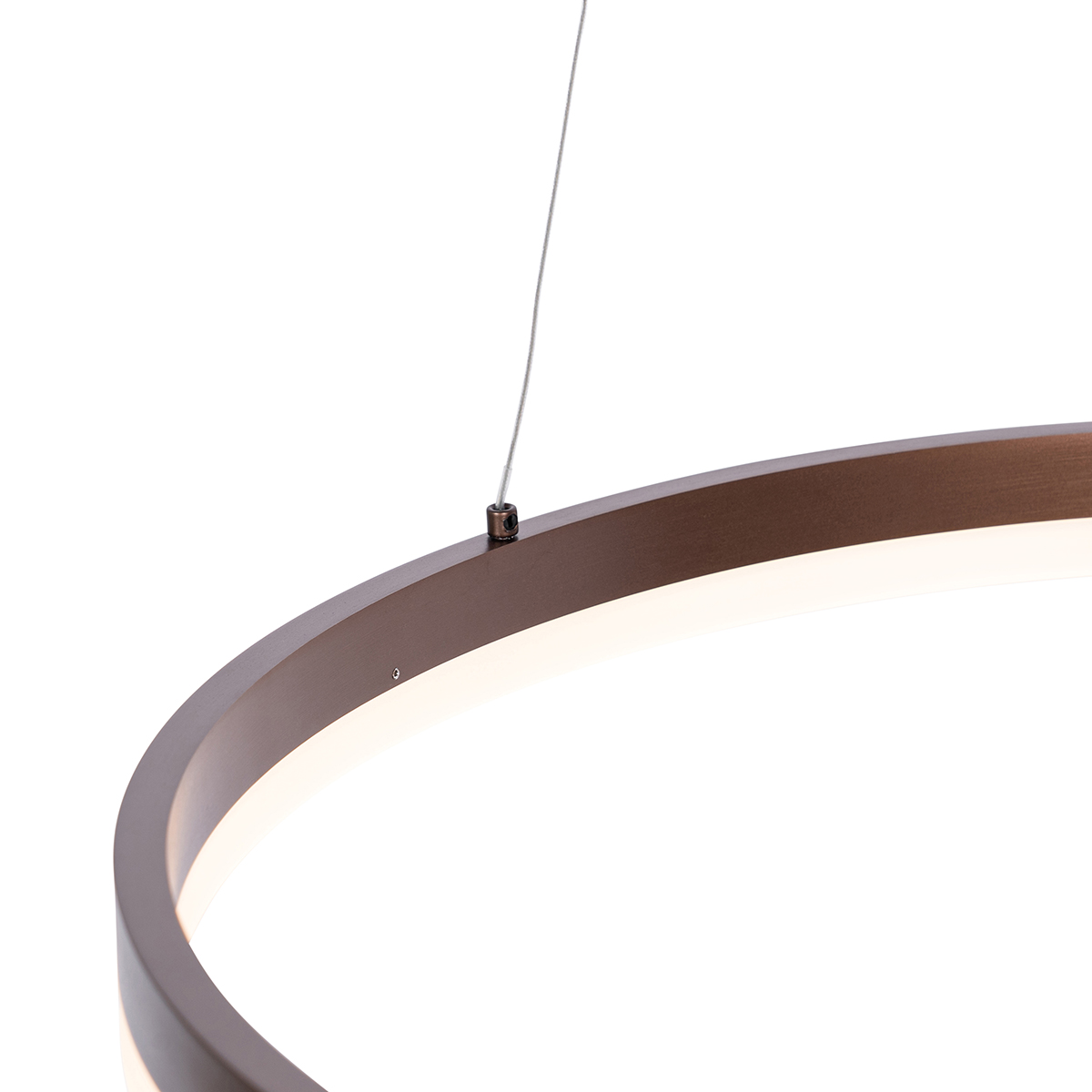 Lampada a sospensione bronzo scuro 60 cm incl. LED dimmerabile a 3 livelli - Anello