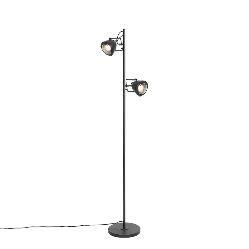 Ipari állólámpa fekete 2 lámpás - Emado