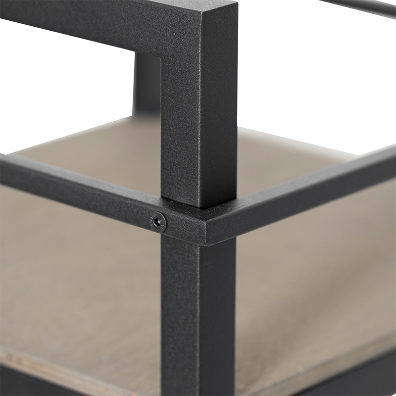 Lampada da terra industriale nera con legno - Cage Rack