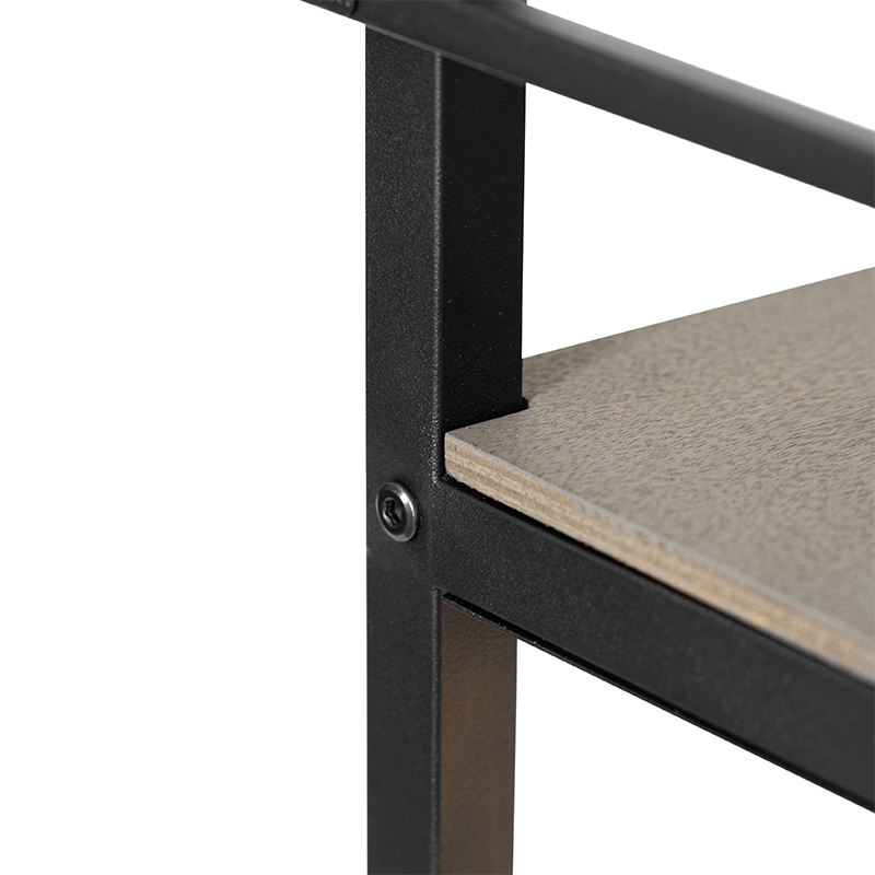 Lampada da terra industriale nera con legno - Cage Rack