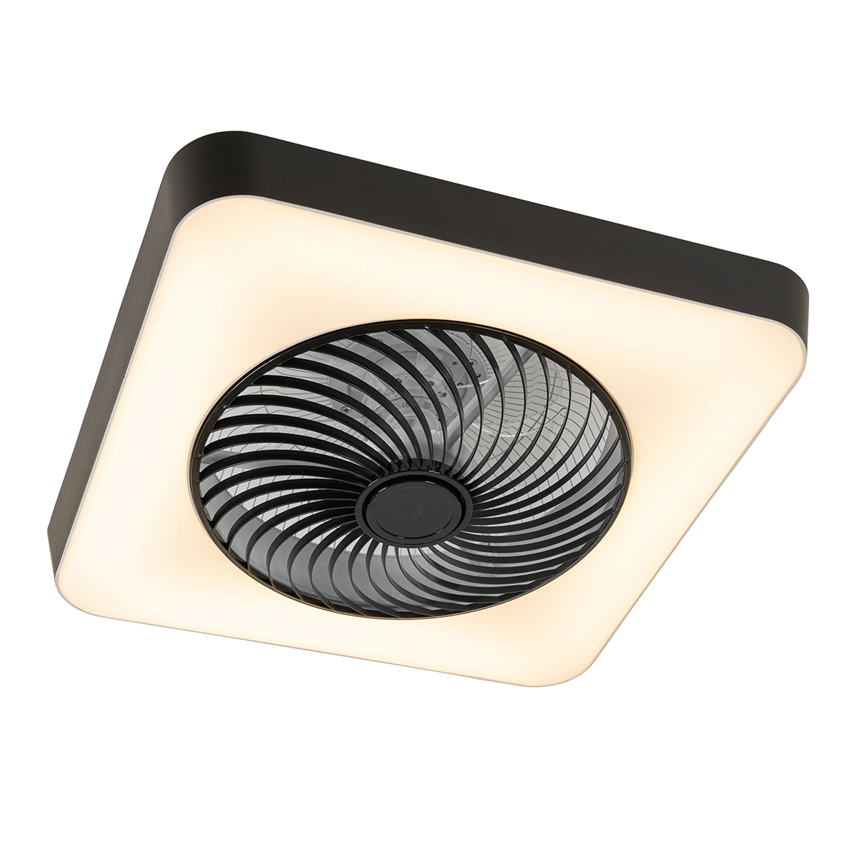 ventilateur de plafond intelligent carré noir avec led dimmable - climo