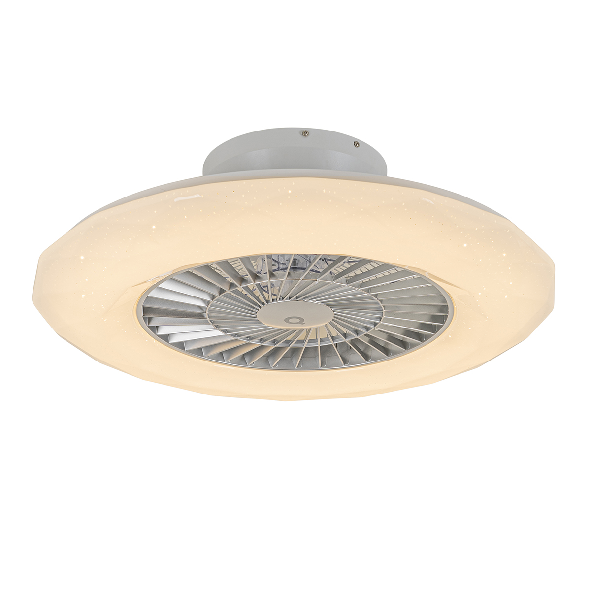 Levně Chytrý stropní ventilátor stříbrný včetně LED s hvězdicovým efektem stmívatelný - Clima