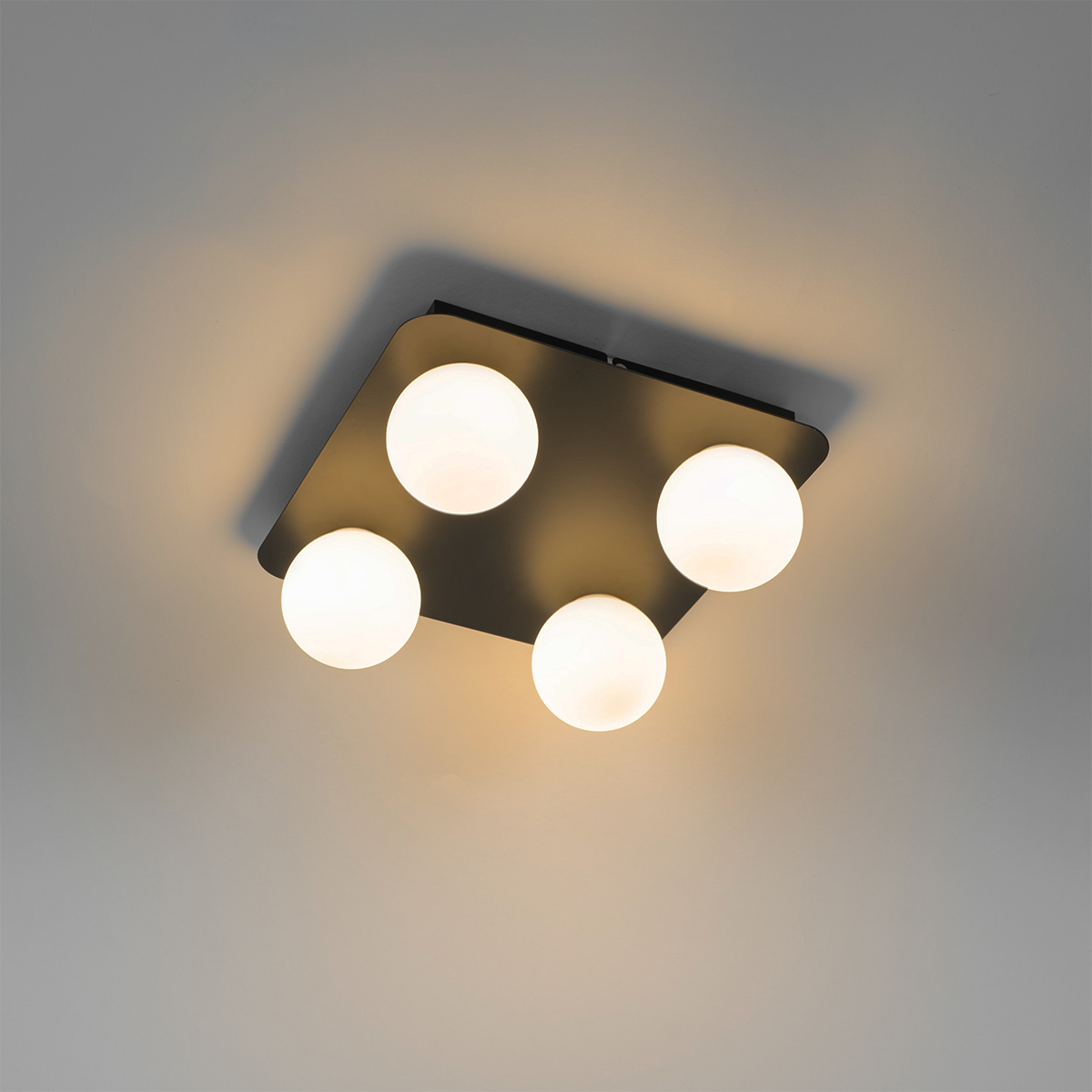 Moderne Badezimmer-Deckenleuchte schwarz quadratisch 4-flammig - Cederic