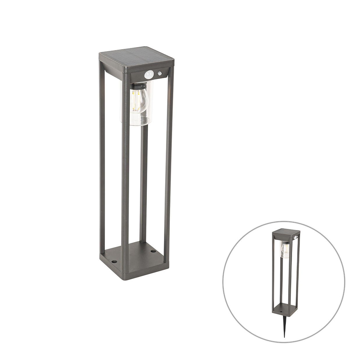 Vonkajšia stojaca lampa tmavosivá 40 cm vrátane LED a stmievateľného svetla na solár - Sonne