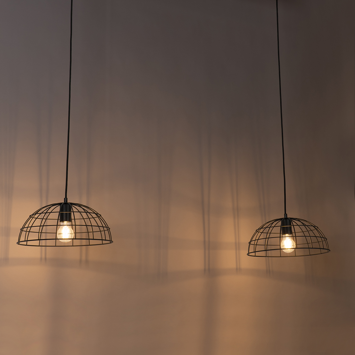 Suspension industrielle noire à 2 lumières - Hanze