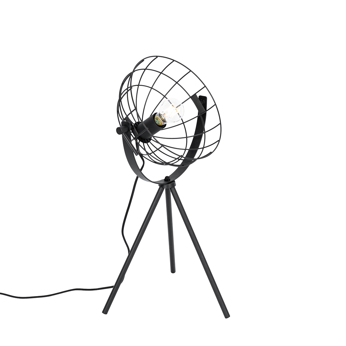 Priemyselná trojnohá stolná lampa čierna nastaviteľná - Hanze