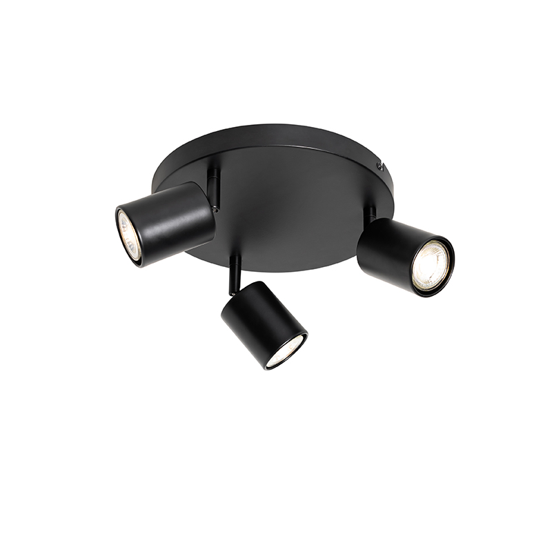 plafonnier moderne noir orientable rond 3 lumières - java