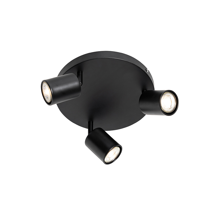 plafonnier moderne noir orientable rond 3 lumières - java