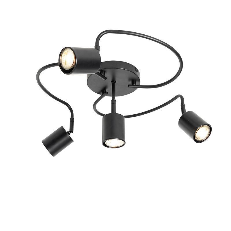 Moderné stropné bodové čierne nastaviteľné 4-svetlo - java