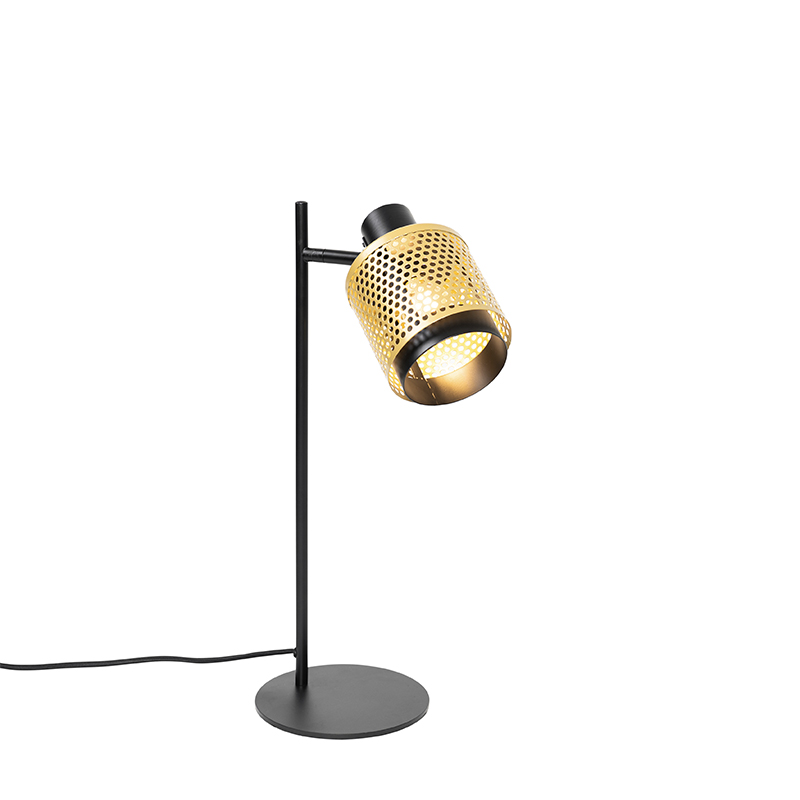 lampe de table industrielle noire avec or - kayden