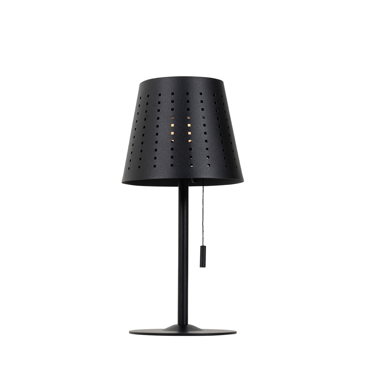 lampe de table d'extérieur noire avec led dimmable en 3 étapes rechargeable et solaire - ferre