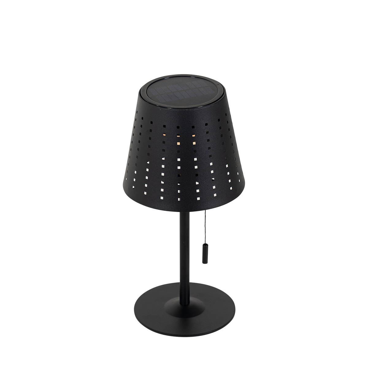 lampe de table d'extérieur noire avec led dimmable en 3 étapes rechargeable et solaire - ferre