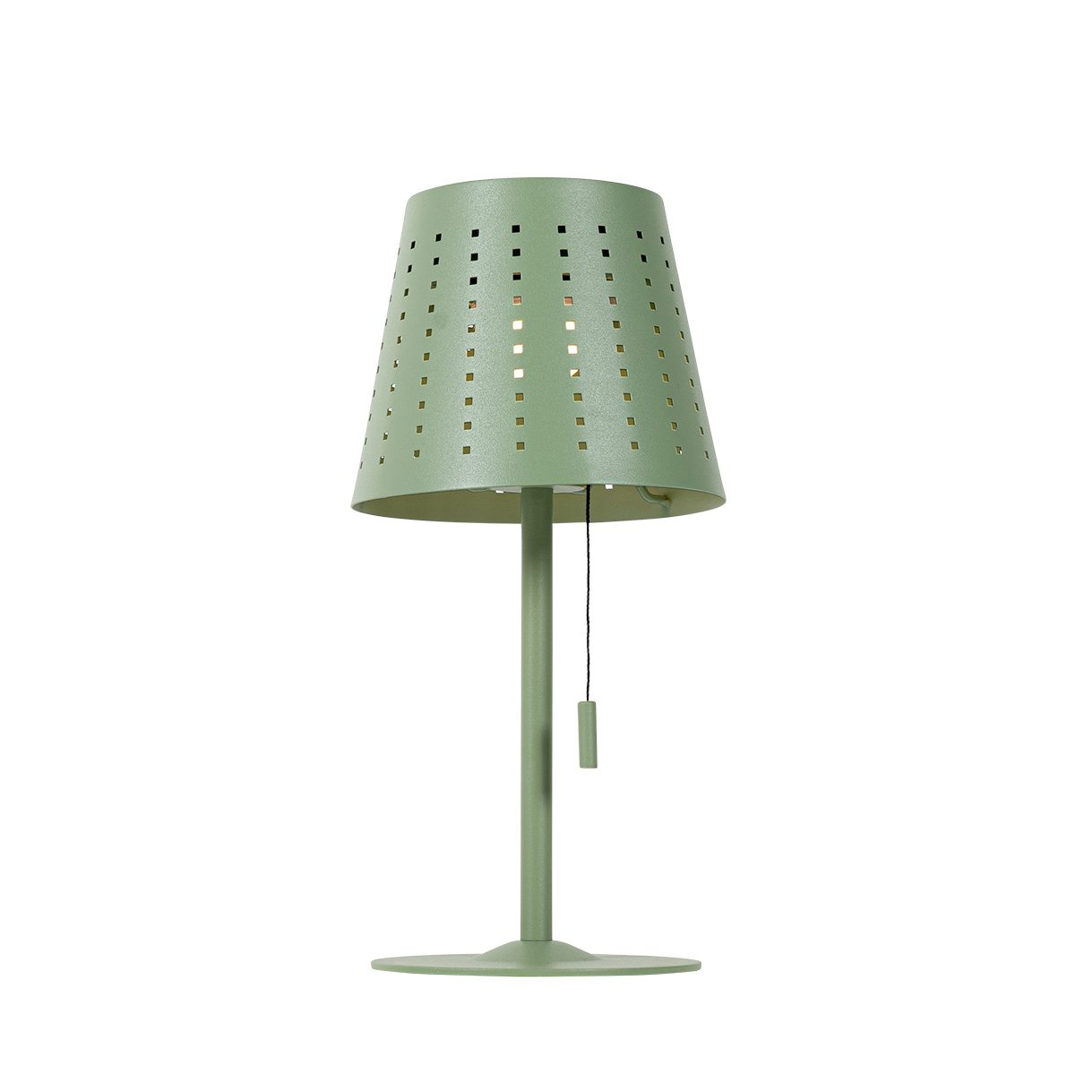 lampe de table d'extérieur verte avec led dimmable en 3 étapes rechargeable et solaire - ferre