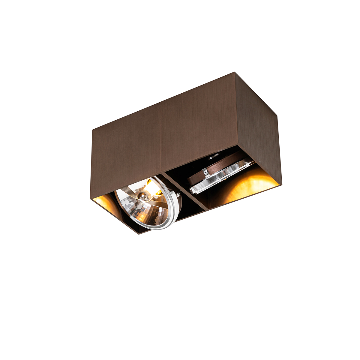 Image of Faretto di design bronzo scuro rettangolare a 2 luci - Box